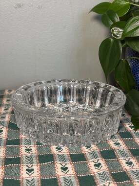 Vintage KIG Indonesia Heavy Cut Clear Glass Dish – 6”x1.75” RARE FIND